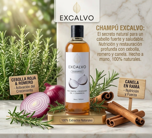 Excalvo: Shampoo Anticaída Herbal que Fortalece la Raíz, Reduce la Caída y Estimula el Crecimiento del Cabello de Forma Natural