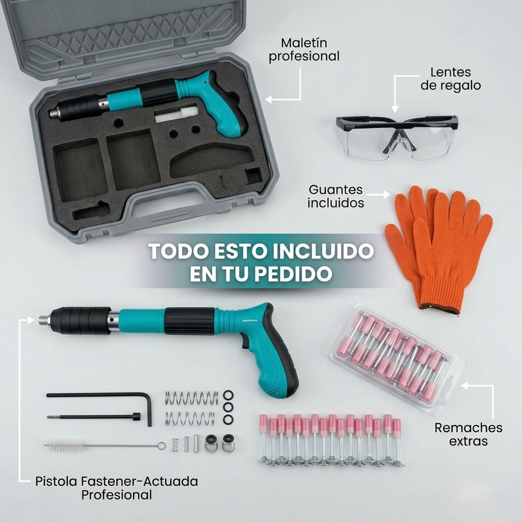 RivetMax: Pistola Remachadora Profesional de Alta Potencia que Une Metal, Plástico y Láminas con Precisión y Máxima Resistencia sin Necesidad de Electricidad