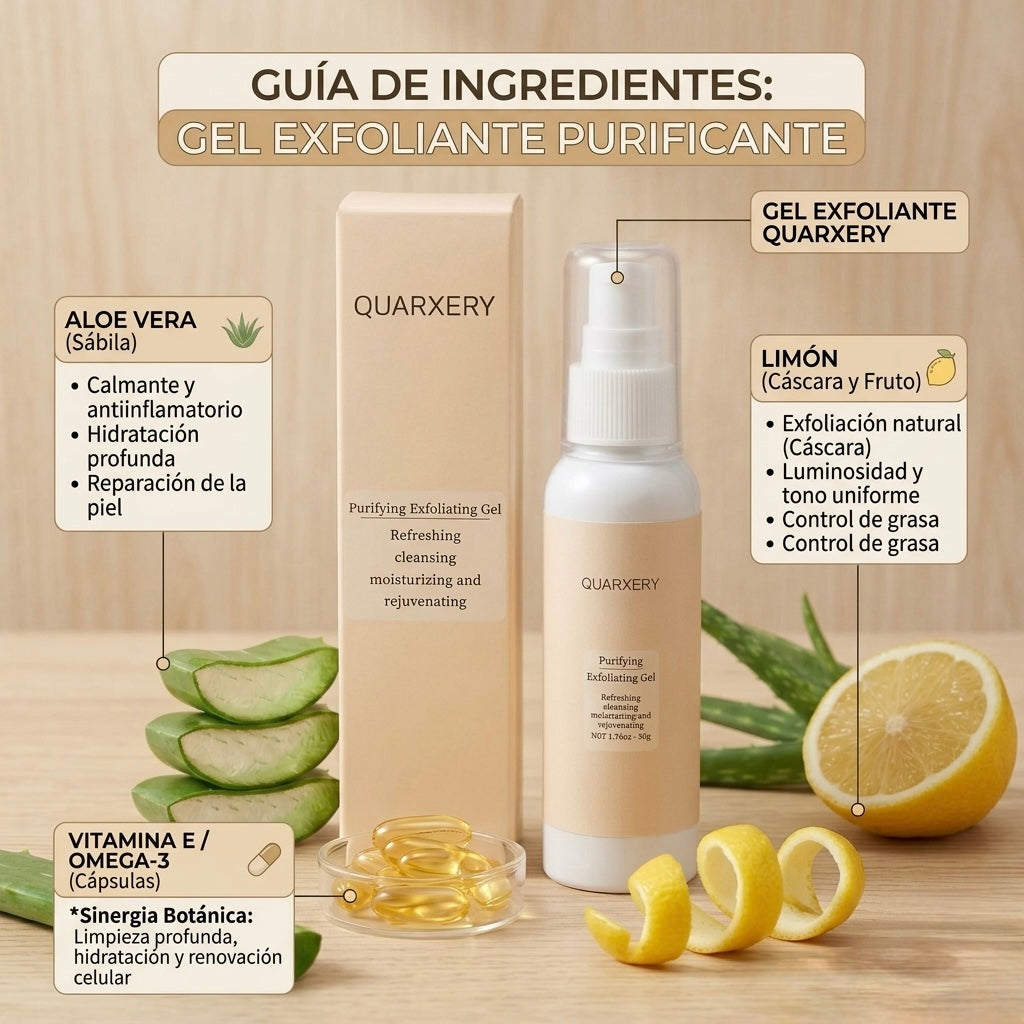 Quarxery: Peeling Gel Exfoliante Facial que Limpia Poros, Remueve Impurezas y Deja la Piel Suave y Radiante.