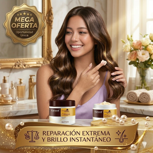 Karseell Maca Power Collagen: Mascarilla capilar de reparación profunda con colágeno, argán y maca que hidrata, elimina el frizz y devuelve brillo sedoso tipo salón desde la primera aplicación.