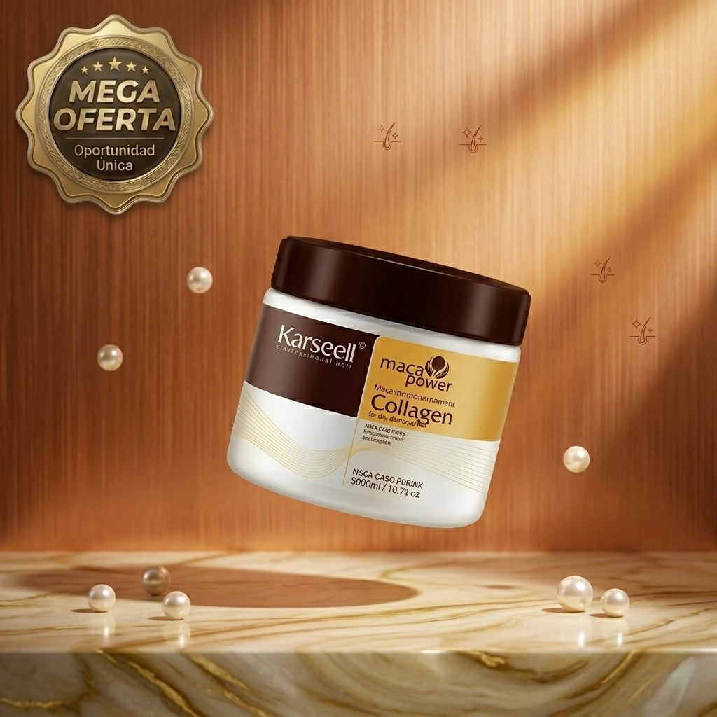 Karseell Maca Power Collagen: Mascarilla capilar de reparación profunda con colágeno, argán y maca que hidrata, elimina el frizz y devuelve brillo sedoso tipo salón desde la primera aplicación.