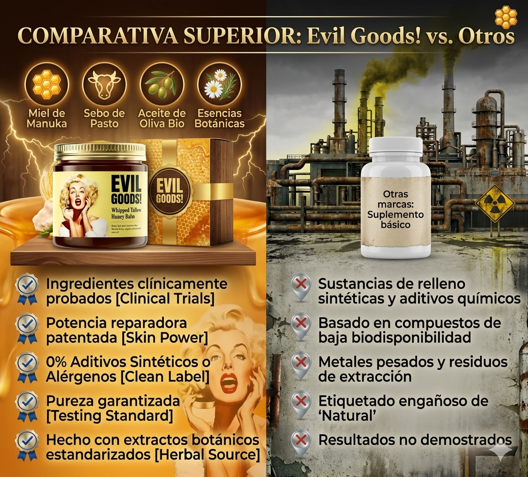 EVIL GOODS: Bálsamo natural batido que hidrata, repara y protege profundamente la piel con sebo nutritivo y miel de Manuka, ideal para piel seca, sensible o dañada.