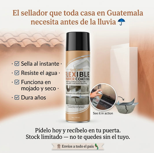 FlexSeal: Spray impermeabilizante de caucho líquido que sella grietas, filtraciones y goteras al instante sin necesidad de herramientas profesionales.